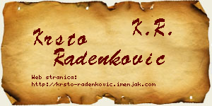Krsto Radenković vizit kartica